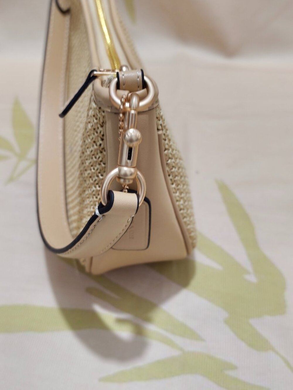 Beige Coach Straw Shoulder Crossbody Bag - Picture 5 of 12